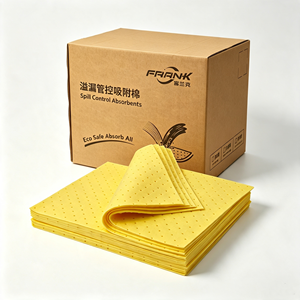 Tampons absorbants jaunes perforés à fossettes, collés par sonoterminaison pour une absorption rapide des déversements de produits chimiques dangereux - Product Image 6