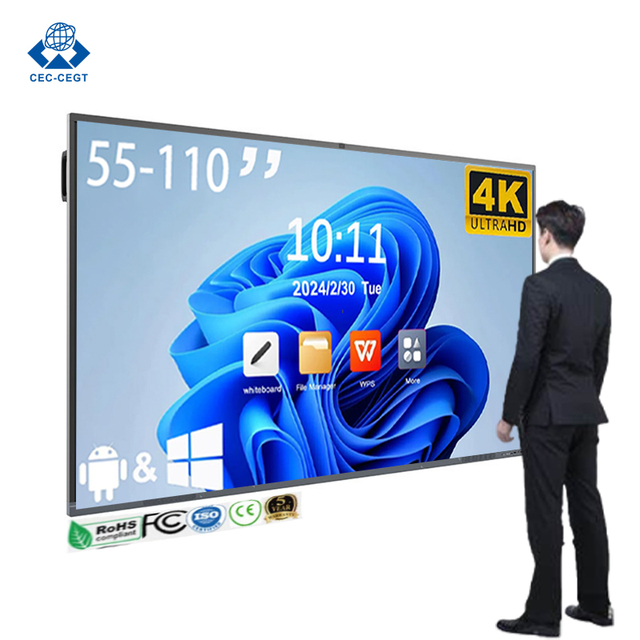 ZDHQ 65 75 85 86 98 110 Inch 4K Lcd Pen/Finger Touch Smart Board Flat Panel Interactive Whiteboard for Schools Teaching