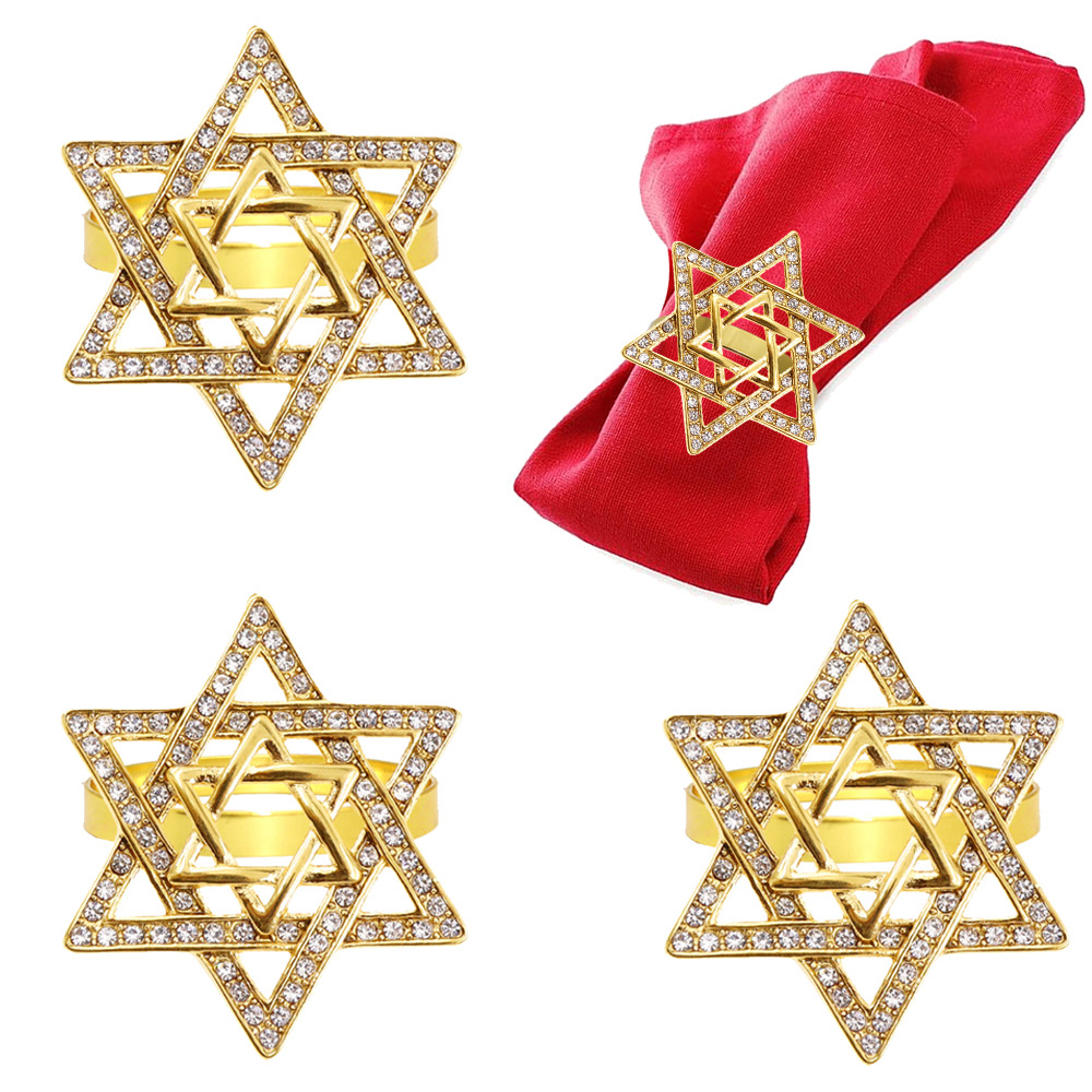 Позолоченное кольцо для салфеток со звездами Happy Hannukah подсвечник для украшения стола для свадебных вечеринок из металла, предназначенного для Israel