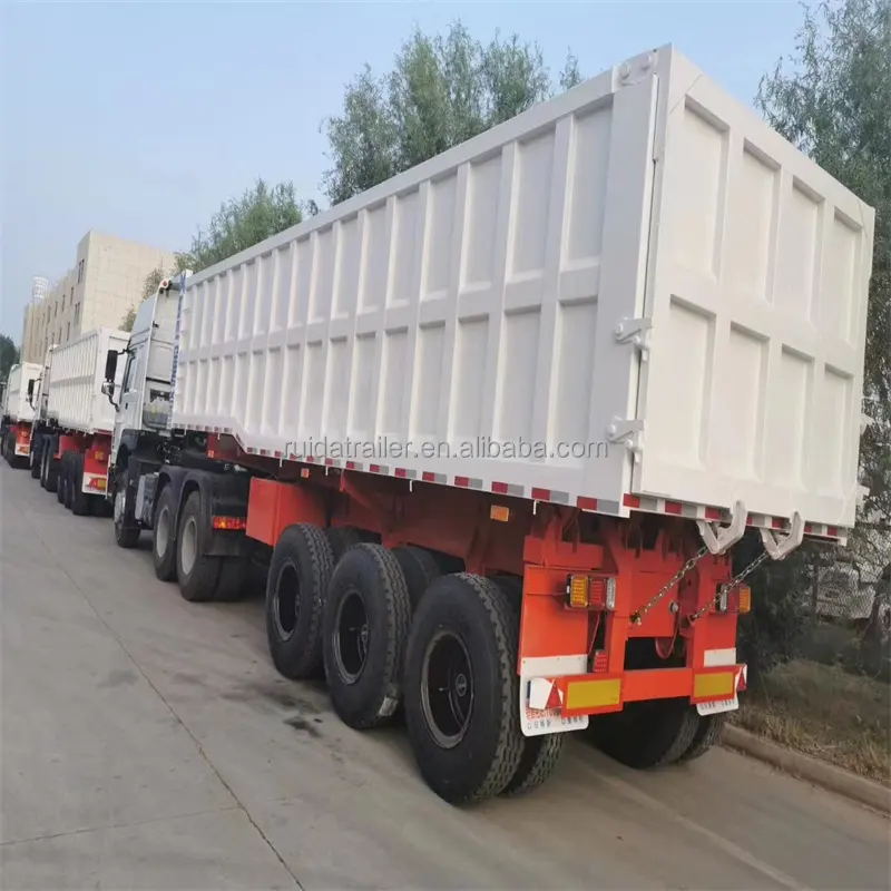 Factory for traction building materials sales 2/3/4 axle square hydraulic tilting back semi-trailer, tilting back trailer