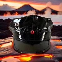 Chapeau de capitaine en similicuir noir en gros, vierge, pour cosplay DIY, unisexe