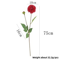 Fleurs de dahlia en soie haut de gamme, faites à la main, modernes, réalistes et hydratantes, à double tête, branche unique, pour salon et table à manger