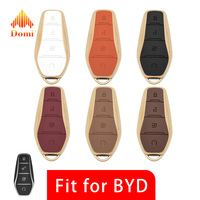 DM souple TPU + cuir voiture clé housse coque Fob pour BYD Song PRO Han EV Max Tang DM 2018 Qin PLUS protecteur