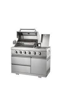 Ensemble de cuisine moderne d'extérieur pour le gril en acier inoxydable de jardin sans fumée, évier pour barbecue, pique-nique, jardin et maison, couleur métal originale - Product Image 5