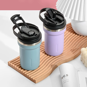 Vaso Térmico de Acero Inoxidable de 16 oz, Taza de Café con Asa de Transporte, Tapa Abatible, Taza de Viaje Portátil - Product Image 6