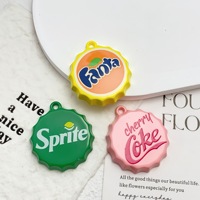 Breloques en forme de bouchon de bouteille de soda (Cola, Sprite, Fanta) en émail électroplaqué 38x34mm pour la création de bijoux DIY