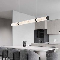 Lustre minimaliste italien en résine longue pour îlot de cuisine, luminaire suspendu LED linéaire créatif pour table à manger, restaurant, bar, décoration