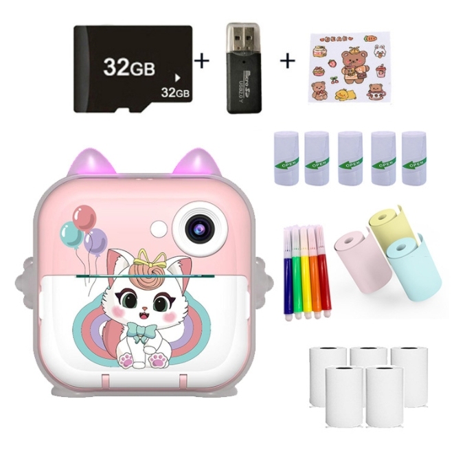 Impresora de cámara instantánea Q6 Rainbow-Combo rosa