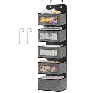 Over the Door 5 Large Pockets Foldable Hanging Closet Storage Organizer <b>Shelf</b> With <b>Hook</b> - Product Image 1
