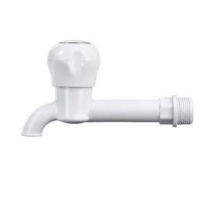 Hot Sale Southeast Asia Wall Mounted 1/2" 3/4" White Plastic Faucet PVC PP Bibcok Water Tap Washing Machine Faucet