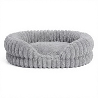 Yang Yang Haustierbett aus Festem Veloursstoff in Grau, Rundes Luxus-Hundebett mit Abnehmbarem Bezug, Kartonverpackt, Für Alle Jahreszeiten Geeignet