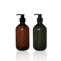 Grosir 100ml 250ml 450ml 8oz 16oz botol sampo plastik Cuci tangan Losion kosmetik Amber bulat kosong dengan Pompa