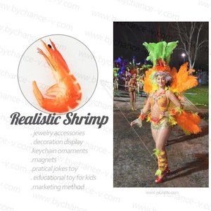 Oggetti di scena dell'esposizione del ristorante dell'hotel modelli di gamberetti cotti in plastica di frutti di mare finti realistici per la decorazione di eventi di festa di natale di Halloween - Product Image 6