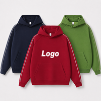 Hoodie Pria Bahan Katun Campuran Tebal Berkualitas Tinggi Desain Patchwork Longgar Model Pullover Grosir Logo Kustom