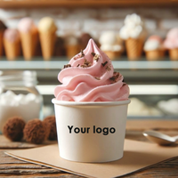 Gobelet à crème glacée jetable de luxe personnalisé avec logo, gobelet à crème glacée jetable avec couvercles, impression personnalisée, biodégradable, 4 oz