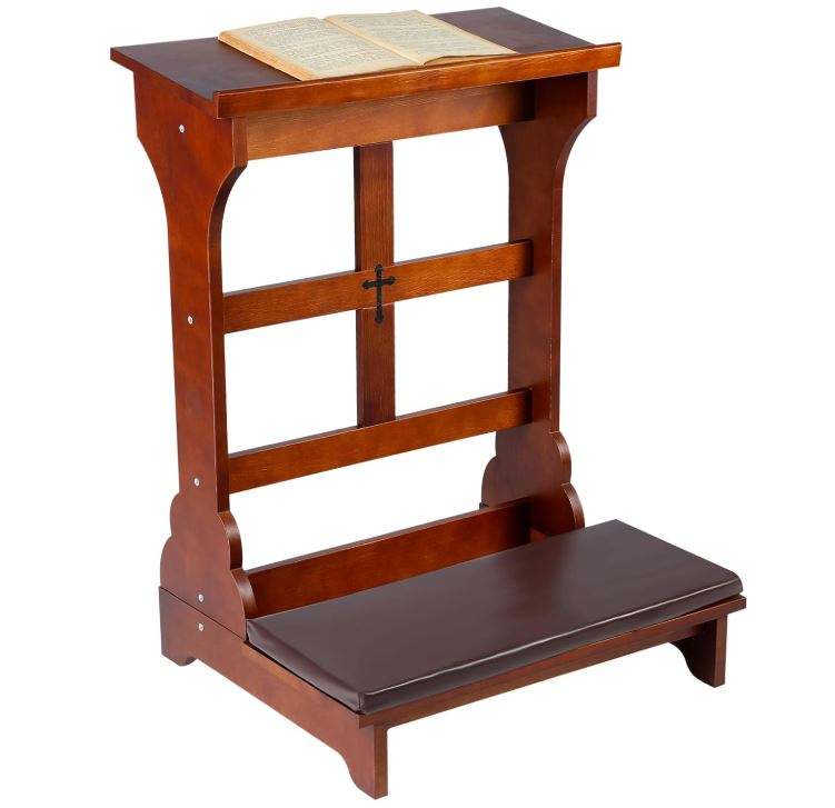 Wooden Church Prayer Bench Stool Table Chair Padded Kneeler Shelf