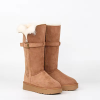 Bottes d'hiver pour femmes YL7423, chaudes, thermiques, marron, mi-mollet, antidérapantes, pour la neige