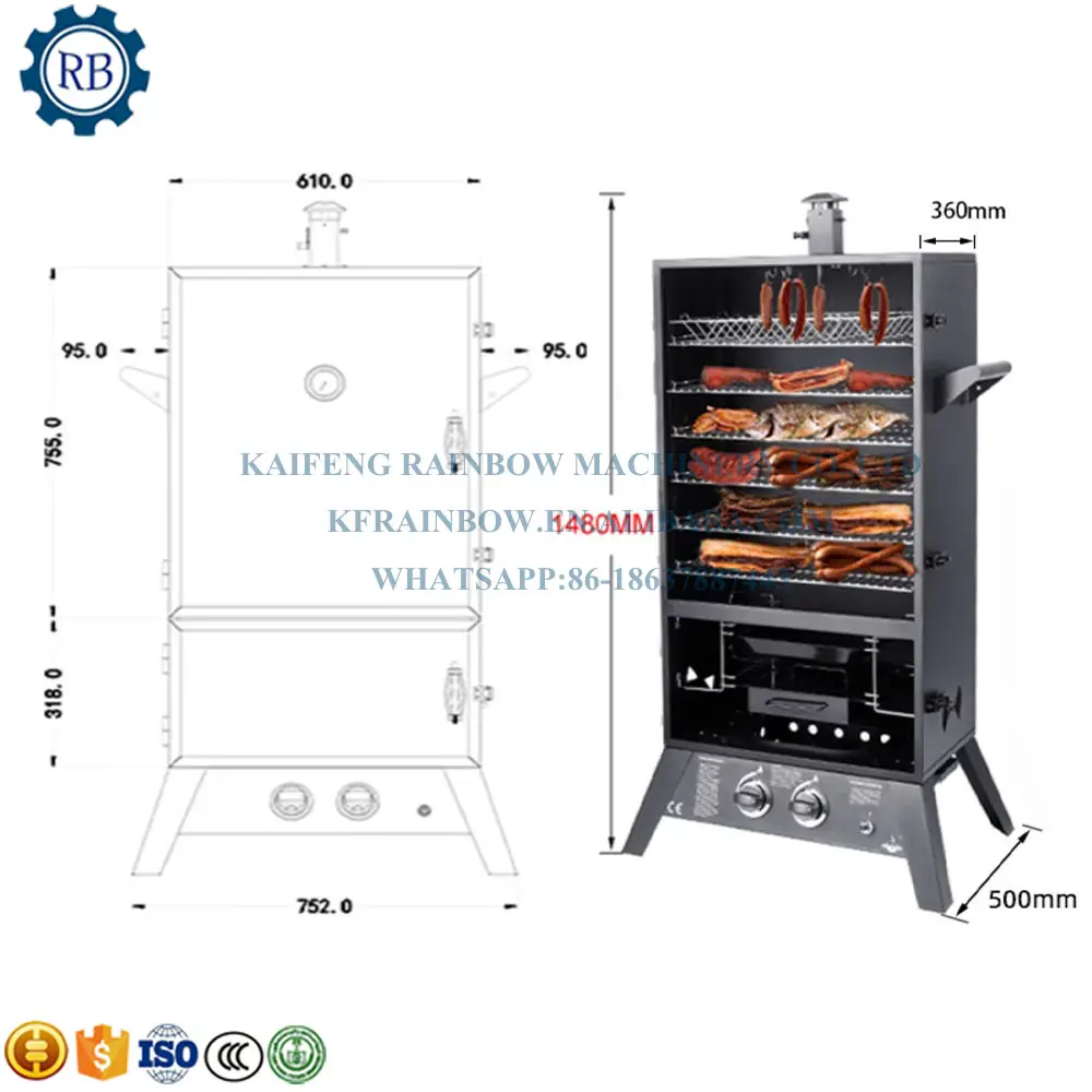 Máquina de ahumar carne horno/ahumador comercial ahumador de carne y pescado secado máquina de fumar precio