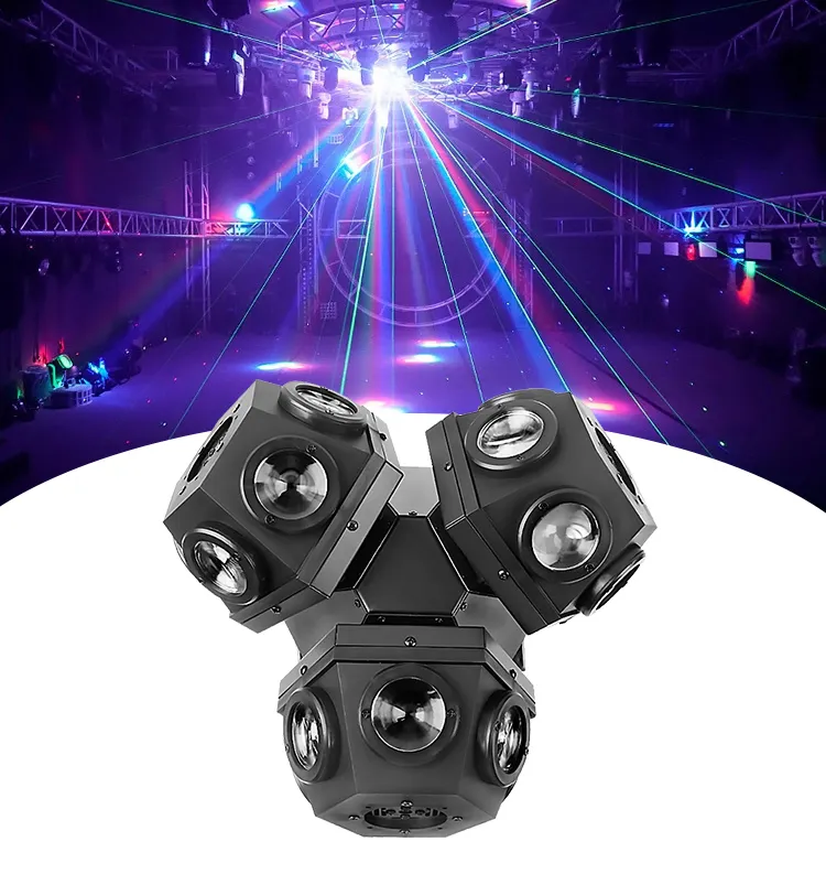 New design dj laser stage night club light led 18pcs 10w 3pcs head moving head beam disco dj laser projector light for ktv bar