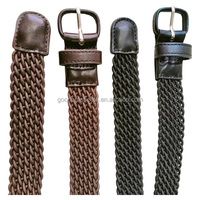 Ceinture tressée élastique tissée à la main, style rétro, décorative et tendance pour femme, large, avec boucle en alliage recouverte de cuir véritable