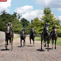 YOUFINE Centre équestre extérieur grande échelle pelouse décor hippodrome personnalisé Bronze Statue Jockey et cheval Sculpture
