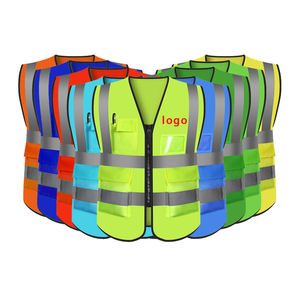 An toàn vest xây dựng Logo khả năng hiển thị cao LED làm việc kỹ sư áo khoác với túi và dây kéo an toàn vest phản quang - Product Image 4