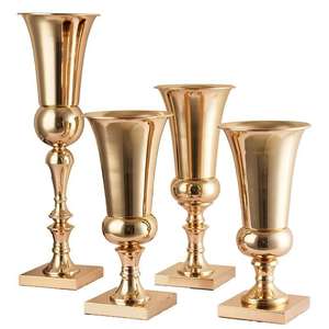 बड़ी लक्जरी शानदार सोने की चांदी लोहे की लक्जरी तुरही फूल वैज उर्न शादी के centrpable सोने के फूल vase - Product Image 1