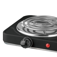 Cuisinière Électrique Appareils de Cuisine Plaque Chauffante 1000W Double Foyer Électrique Revêtement Antiadhésif avec Protection Contre la Surchauffe