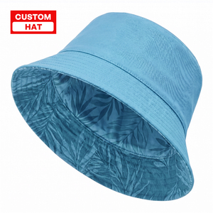 Sombrero de Sol Reversible de Doble Cara con Estampado de Hojas Tropicales en Color Sólido, Personalizable con Logotipo, Disponible Muestra Personalizada, Regalo Ujoy - Product Image 1