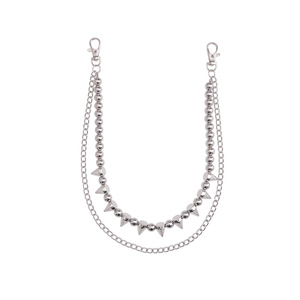 Studded Pant <b>Chain</b> Double Layer Spike Beaded Silver Zinc Alloy Hip Hop Waist <b>Chain</b> Daily Wear Accessory - Product Image 4