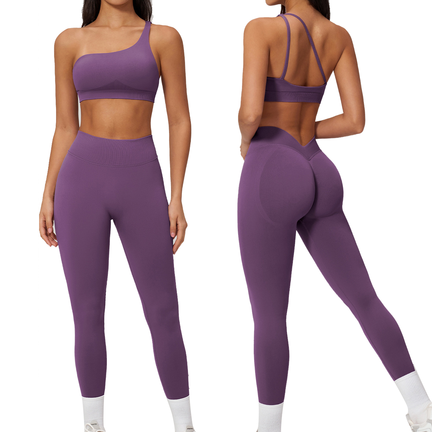 Women's Seamless High Waist Yoga Leggings & Bra 2-Piece Set-Quick Dry Breathable Nylon/Spandex Shorts