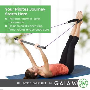 Gaiam nhà Thiết bị tập thể dục Kit khôi phục Pilates Bar cải cách tổng cơ thể tập luyện bao gồm thanh thép hai 30-inch kháng ban nhạc - Product Image 2