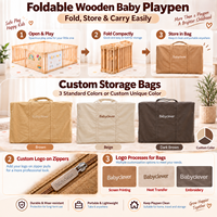 Grand parc de jeu pour bébé en bois, pliable et réglable, avec porte verrouillable pour bébés et tout-petits, à utiliser en intérieur