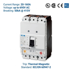 Interruptor Automático de Caja Moldeada (MCCB) Serie NZM NZMN1-A125-NA 125A 3P 480V CE CCC ISO para Sistemas Comerciales - Product Image 2