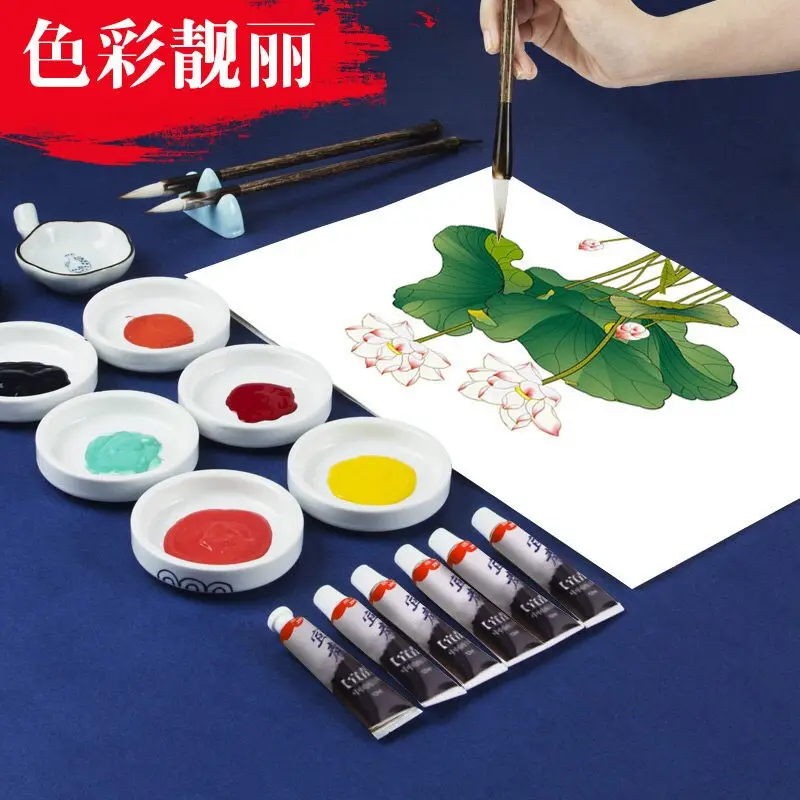 Artecho Chinese 12 color paint color in plastic tube, 6ml*12pcs/0.2oz*12pcs for traditional Chinese painting