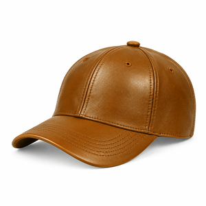 Casquettes de baseball en cuir véritable de luxe, casquettes snapback personnalisées, visière plate réglable, style vintage, streetwear décontracté, couvre-chef haut de gamme - Product Image 1