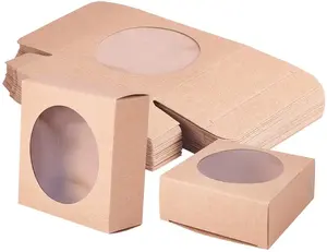 맞춤형 크래프트 종이 투명 차 선물 상자 미니 케이크 상자 비스킷 파이 조각 상자 명확한 디스플레이 창 포장