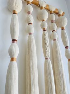 Décoration <span class=keywords><strong>murale</strong></span> minimaliste bohème en macramé <span class=keywords><strong>pour</strong></span> salon, nœuds de gourde tressés, pompons, <span class=keywords><strong>pour</strong></span> entrée et chambre - Product Image 2