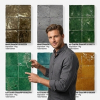 Carreaux muraux en céramique modernes faits à la main, effet métallique brillant ondulé, 600x600mm, Zellige, pour crédence de cuisine et décoration de salle de bain