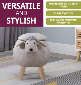Repose-pieds de canapé avec rangement, en forme de mouton, avec pieds en <span class=keywords><strong>bois</strong></span>, mignon, marron, standard, cadeau - Product Image 6
