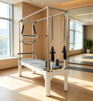 Table de Pilates Professionnelle 3-en-1 avec Rail Fixe, Reformer et Trapèze – Équipement Multifonctionnel pour Studio de Pilates