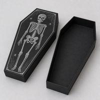 Caja de Regalo Magnética con Forma de Ataúd Vintage, Diseño de Telaraña Negra Mate, Materiales Reciclados, Empaque de Regalo con Relieve
