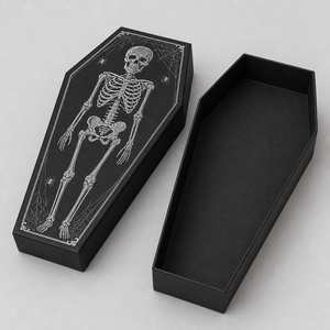 Caja de Regalo Magnética con Forma de Ataúd Vintage, Diseño de Telaraña Negra Mate, Materiales Reciclados, Empaque de Regalo con Relieve - Product Image 2