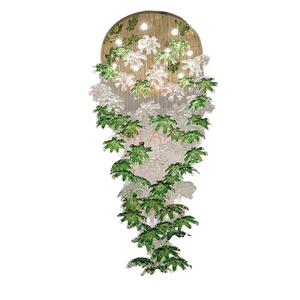 Lusso moderno vetro arte personalizzata verde foglia trasparente Hotel Hall speciale a forma di lampade a sospensione a soffitto <span class=keywords><strong>lampadari</strong></span> appesi - Product Image 3
