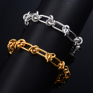 Bracelet jonc chic en acier inoxydable avec chaîne à nœuds pour femme, avec rallonge, couleur or/argent, bijou de cheville en métal - Product Image 2