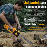 Scie à chaîne sans fil 21V sans balais, 12 pouces, portative, pour bricolage, profondeur de coupe 200 mm, batterie lithium-ion pour couper le bois