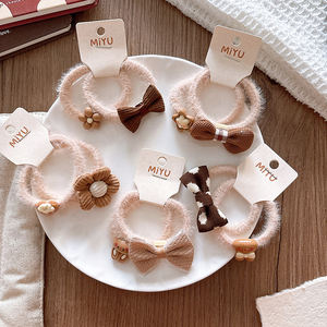 โบว์ผูกผมรูปโบว์สี<span class=keywords><strong>นม</strong></span>น่ารักๆแถบยางสำหรับเด็กห่วงรัดผมบันสำหรับนักเรียนแสนหวานและเครื่องประดับผม - Product Image 1