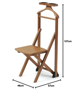 Porte-vêtements pliable en bois <span class=keywords><strong>de</strong></span> hêtre massif, finition cerisier, avec barre porte-pantalon et plateau <span class=keywords><strong>de</strong></span> rangement pour <span class=keywords><strong>chambre</strong></span> et hôtel - Product Image 6