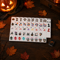 Jeu de Mahjong Américain en Acrylique Double Couche à Motif Citrouille d'Halloween, 32*22*12.5mm, 144 Tuiles, pour Fêtes et Loisirs
