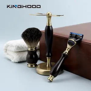 Custom Personal Classic Eco Friendly Men Gift Set Wet Safety Shaving Kit With A Shaving Brush